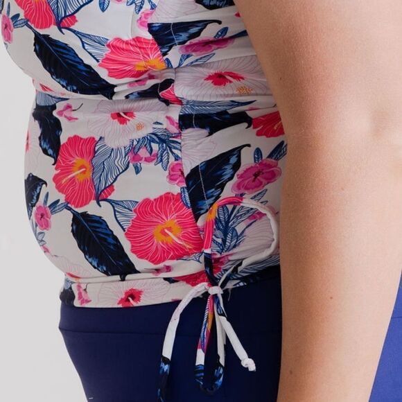 NWT Set Tankini Midrise Bikini Swimsuit Set Full Coverage in Pink/Blue Floral - Picture 7 of 16